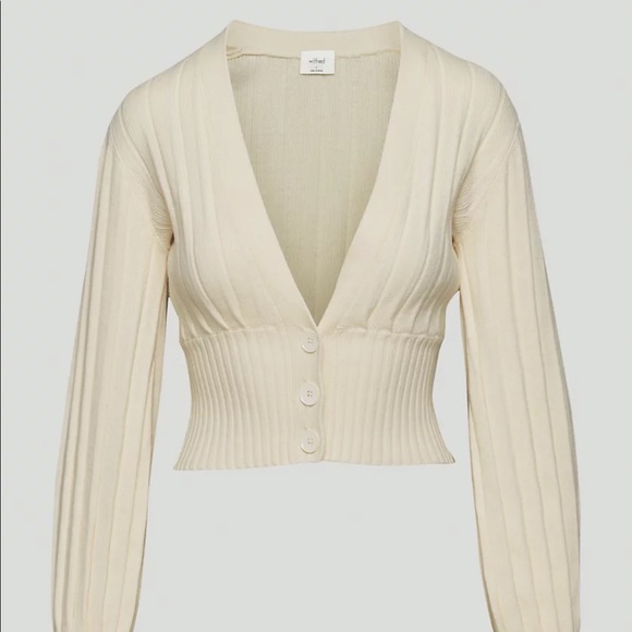 Aritzia Wilfred Plunge Front Cardigan, Light Birch XS - Picture 4 of 8